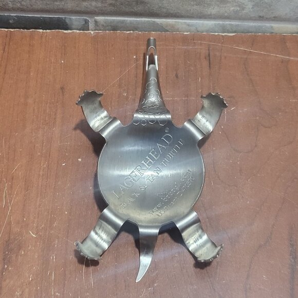 Lager Head Black & Tan Turtle Snapper Metal Bottle Opener Silver Tone - Picture 2 of 10